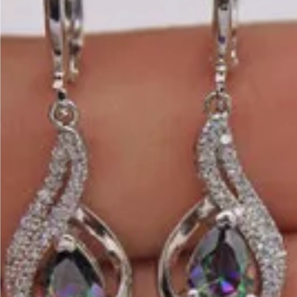 Elegant Silver and Purple Teardrop Earrings